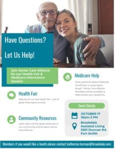 Have Medicare questions? Get informed Monday, Oct 17th from 10-2 at Brookdale Assisted Living, 5501 Duncan Road.