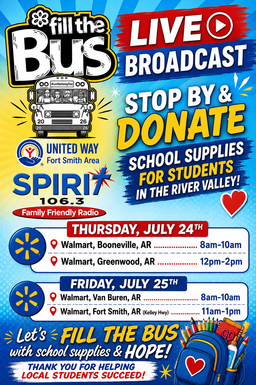 United Way Fill the Bus - Booneville, AR